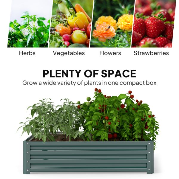Galvanized Raised Garden Bed, 4 x 4 x 1 Metal Planter Box, for Growing Vegetables, Flowers, Herbs, Succulents, Green