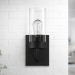 Zephyr Single Light Sconce With Clear Glass Metal Black Finish