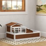 3-Room Tortoise Habitat House w/ Balcony & 2 Stories, 44" x 25.5" x 25", Coffee