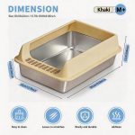 Stainless Steel Cat Litter Box, Large Open Top Litter Box With Anti Splash High Sides, Anti Tracking Pedal, Easy To Clean, Non Stick, Odor Resistant For Big Cats, Multi Cat Homes
