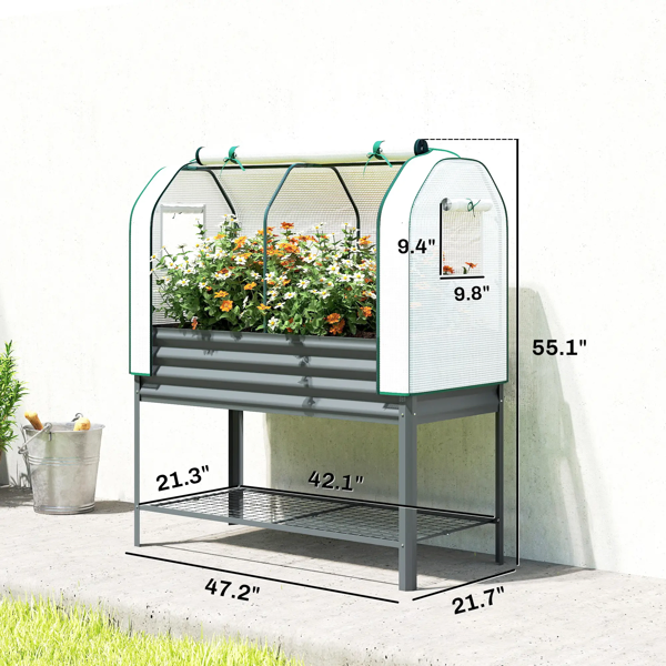 Raised Garden Bed With PE Greenhouse