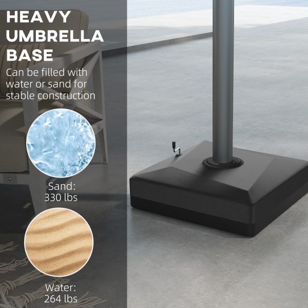 330 lbs. Fillable Umbrella Base for 84D-110V02 Model Umbrella, Cantilever Umbrella Stand, Wheels, Adjustable Feet, Black