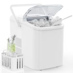 Desktop Ice Machine With Handle, 26 Pounds - 24-hour Portable Ice Machine, Can Produce 9 Bullet-shaped Ice Cubes In 6 Minutes