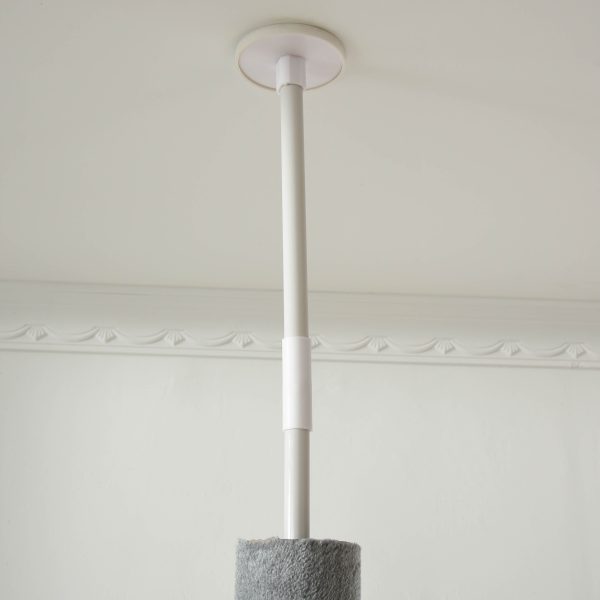 100" Cat Tree Height Adjustable Floor-to-Ceiling 4-Tier Kitty Climbing Activity Center Condo Cat Toy with Scratching Post Hanging Balls Play Rest Post Pet Furniture Grey