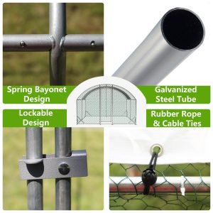 Large Chicken Coop Metal Chicken Run With Waterproof And Anti-UV Cover, Dome Shaped Walk-in Fence Cage Hen House For Outdoor And Yard Farm Use,9.84 X 13.12 X 6.56 Ft