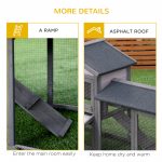 Outdoor Rabbit Hutch Wooden Bunny Cage Guinea Pig House With Run Area Removable Tray Asphalt Roof Lockable Doors Ramp Gray