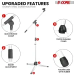 5 Core Tripod Mic Stand Floor Adjustable 18 To 72 Inches Sturdy Boom Arm Holder Microphone Stands Pedestal Para Microfono For Singing MS 080 WH