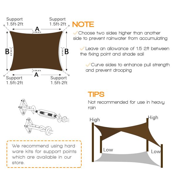 Prohibited From Sale On Amazon XISHAN 16'X20' Mocha,Rust Red,Sand HDPE Sunshade Sail, 160 Grams