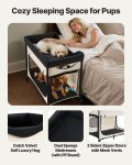 Elevated Lounge Pet Bed, Foldable Bunk Dog Bed With 600D Oxford Cloth And Dutch Velvet, Portable Raised Cot With Wheels, Side Storage Bags, And Carry Bag For Cats & Dogs, XL, Beige