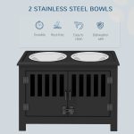 Dog Food Storage Cabinet with Bowls & Dog Feeding Station, Black