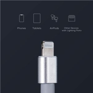 150cm 180cm USB Charging Cable A Pple MFi Certified, Nylon Braided Jacket,silver Premium Series