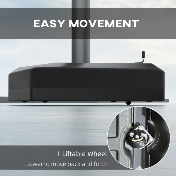 330 lbs. Fillable Umbrella Base for 84D-110V02 Model Umbrella, Cantilever Umbrella Stand, Wheels, Adjustable Feet, Black