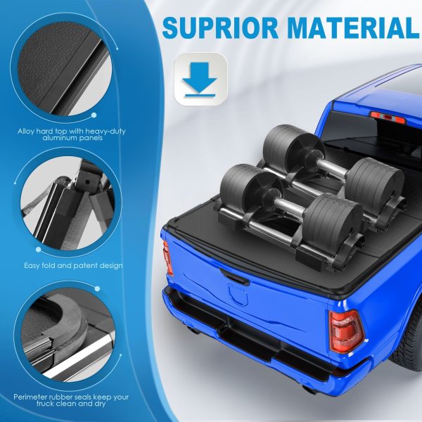 Tri-Fold 5 FT Hard Truck Bed Tonneau Cover For T Oyota 2016-2023 Tacoma W Lamp--A86315-89M42404S