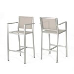 29.50  Barstools With Silver Rust Proof Aluminum Frame, Grey Mesh, Set Of 2