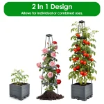 2Pack Raised Garden Bed Boxes With Trellis 56" Tomato Self-Watering Planter Box Indoor Outdoor With 4 Adjustable Heights 10 Clips 65FT Ties For Climbing Vegetables Flowers Vines