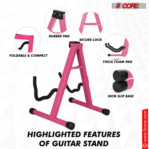 5 Core Guitar Stand A Shape Foam Arm Rubber Pad For Acoustic Electric Bass