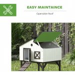 PawHut Chicken Coop Hen House With Nesting Box, Elevated Rabbit Hutch With Ramp, Asphalt Openable Roof And Elevated Legs