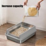 Stainless Steel Cat Litter Box, Large Open Top Litter Box With Anti Splash High Sides, Anti Tracking Pedal, Easy To Clean, Non Stick, Odor Resistant For Big Cats, Multi Cat Homes