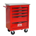 5 Drawers Multifunctional Tool Cart With Wheels,Metal Rolling Tool Cart Storage For Garage Workshop Warehouse Repair Shop--With Stainless Steel Roof--Red  Black
